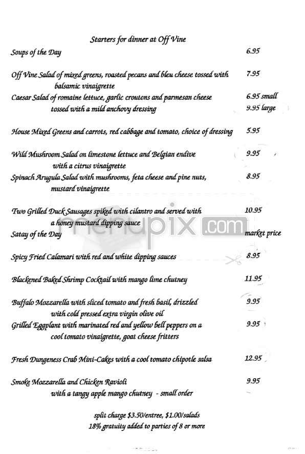 Off Vine - Los Angeles, CA menu_pic