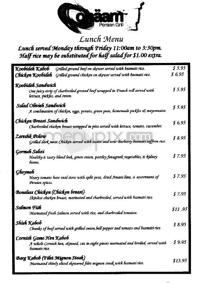 Ohaam Grill - Los Angeles, CA menu_pic