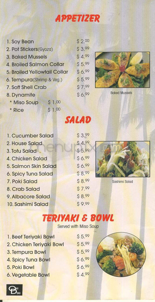 Oki Doki Sushi - Hermosa Beach, CA menu_pic
