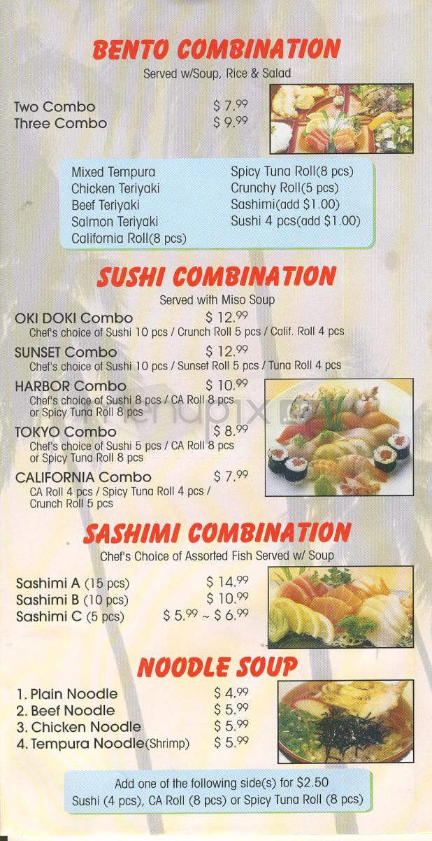 Oki Doki Sushi - Hermosa Beach, CA menu_pic