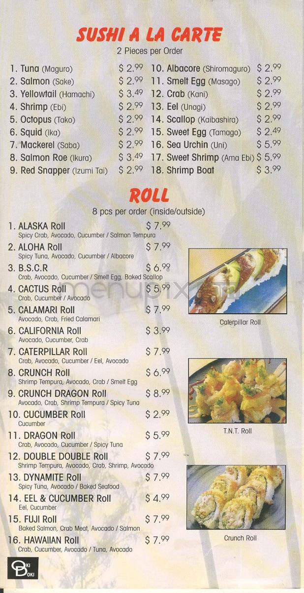 Oki Doki Sushi - Hermosa Beach, CA menu_pic
