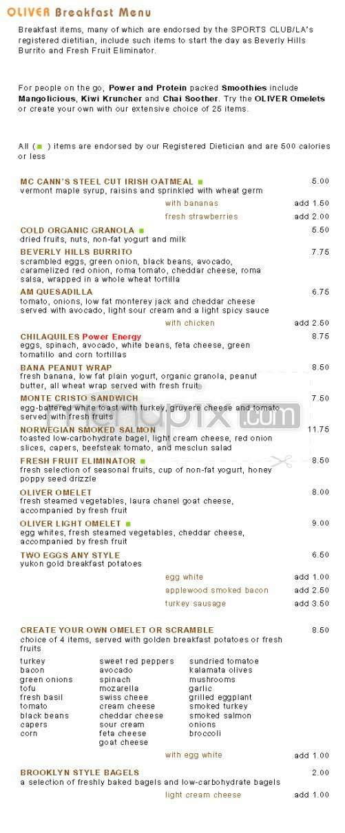 Oliver - Beverly Hills, CA menu_pic