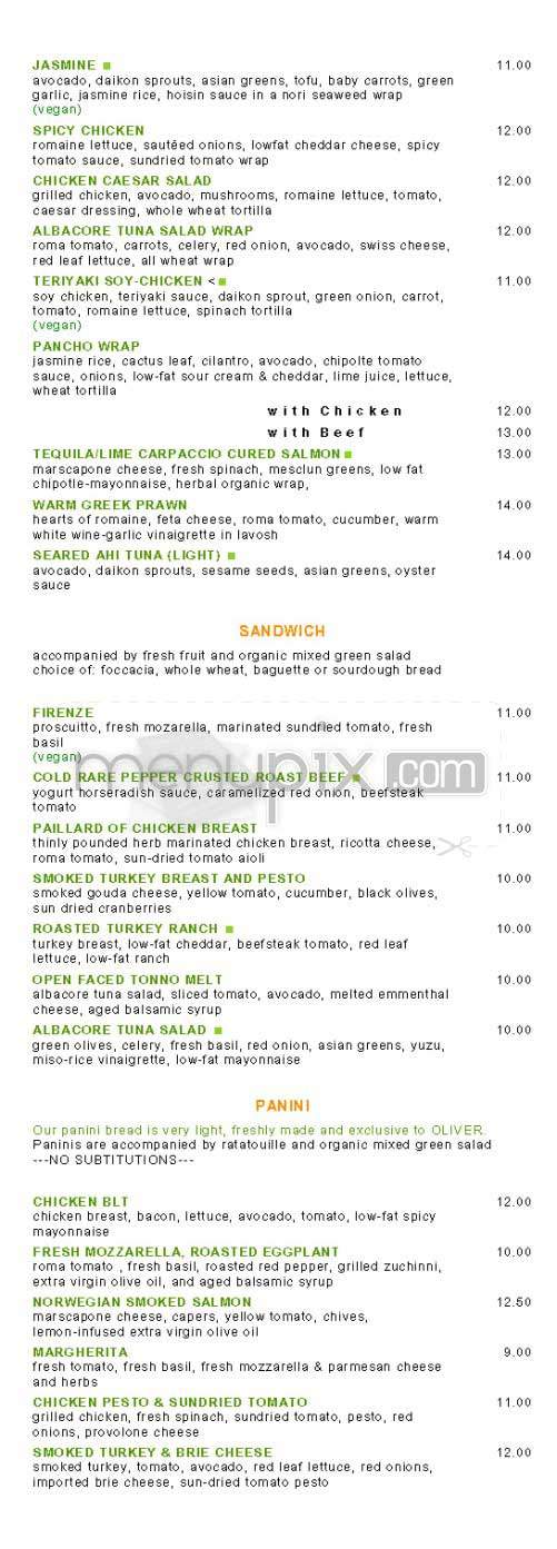 Oliver - Beverly Hills, CA menu_pic