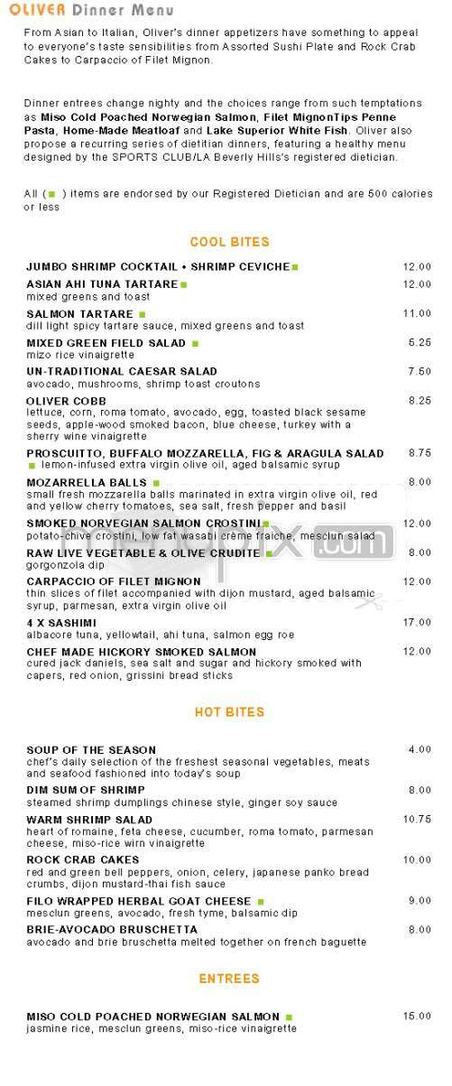 Oliver - Beverly Hills, CA menu_pic
