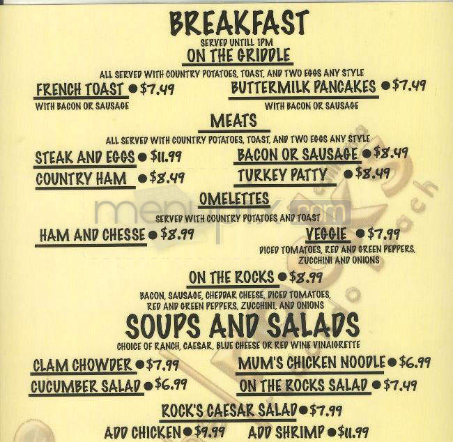 On the Rock's - Redondo Beach, CA menu_pic