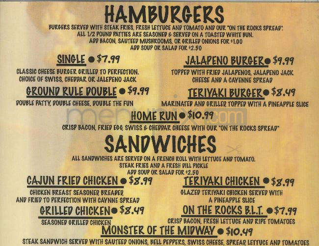On the Rock's - Redondo Beach, CA menu_pic