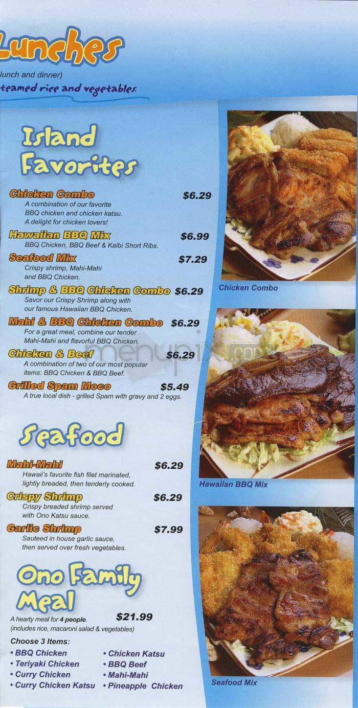 Ono Hawaii BBQ - Los Angeles, CA menu_pic