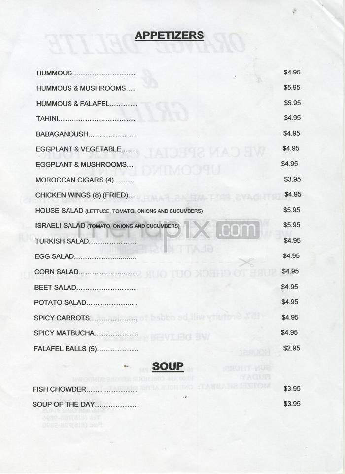 Orange Delite - Sherman Oaks, CA menu_pic