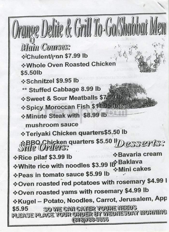 Orange Delite - Sherman Oaks, CA menu_pic