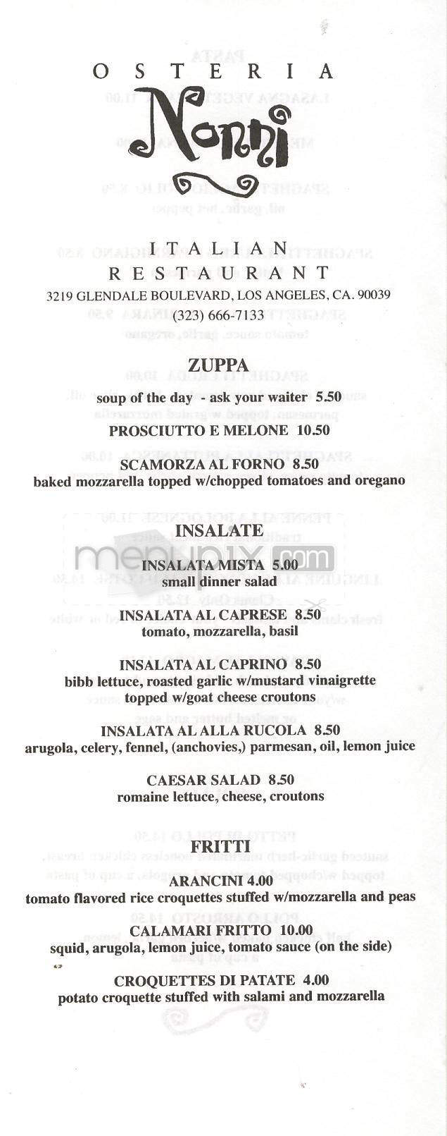 Osteria Nonni - Los Angeles, CA menu_pic