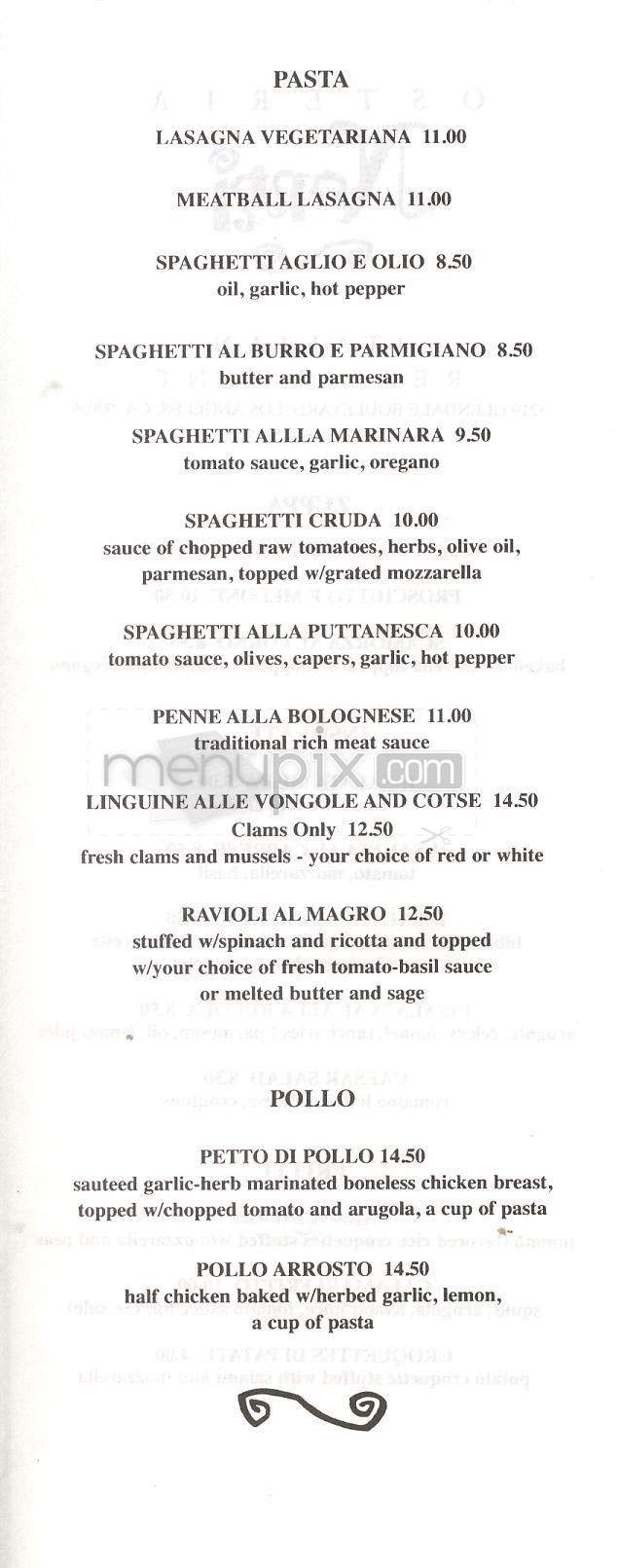 Osteria Nonni - Los Angeles, CA menu_pic