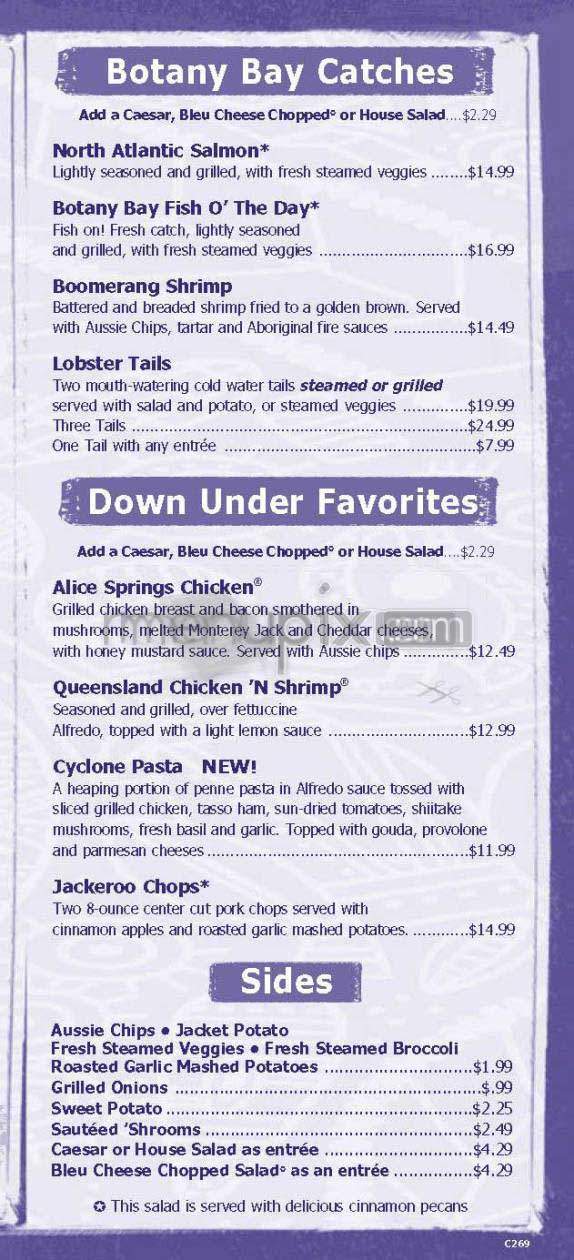 Outback Steakhouse - Burbank, CA menu_pic
