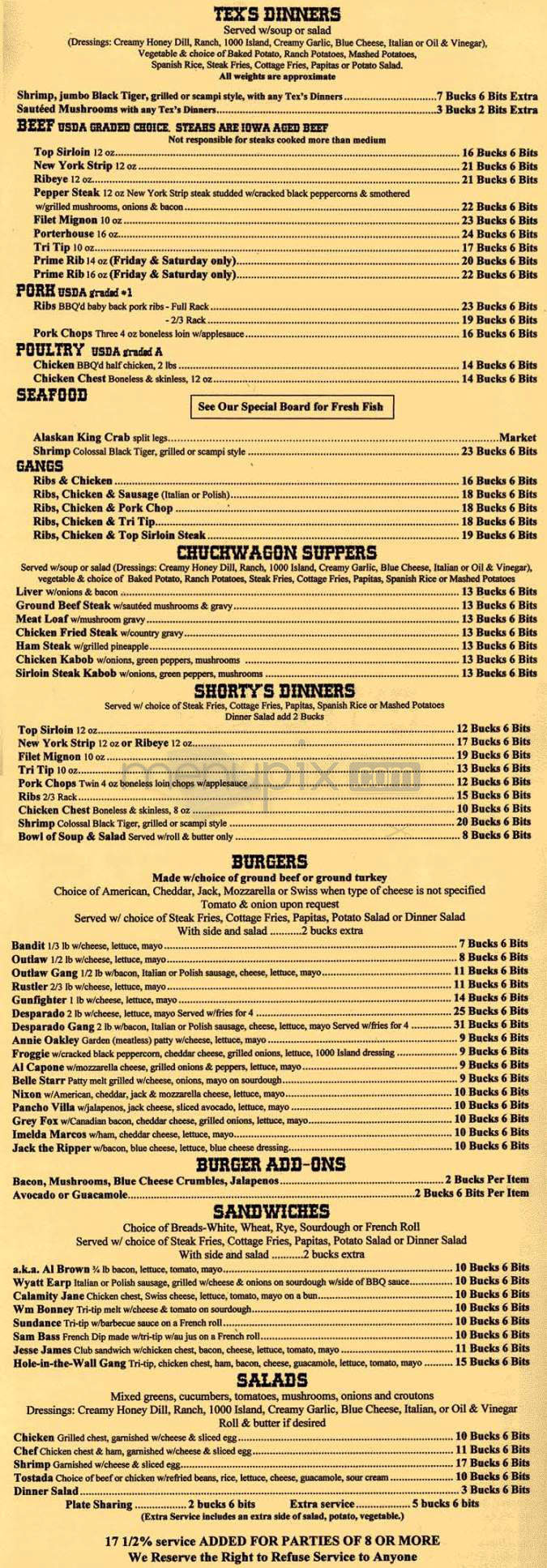 Outlaws Bar & Grill - Playa Del Rey, CA menu_pic