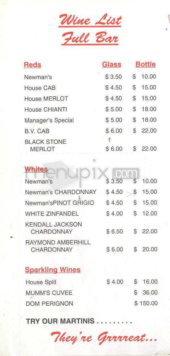 Oyster House Saloon - Studio City, CA menu_pic