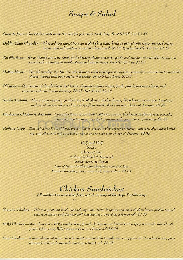 Patrick Molloys - Hermosa Beach, CA menu_pic