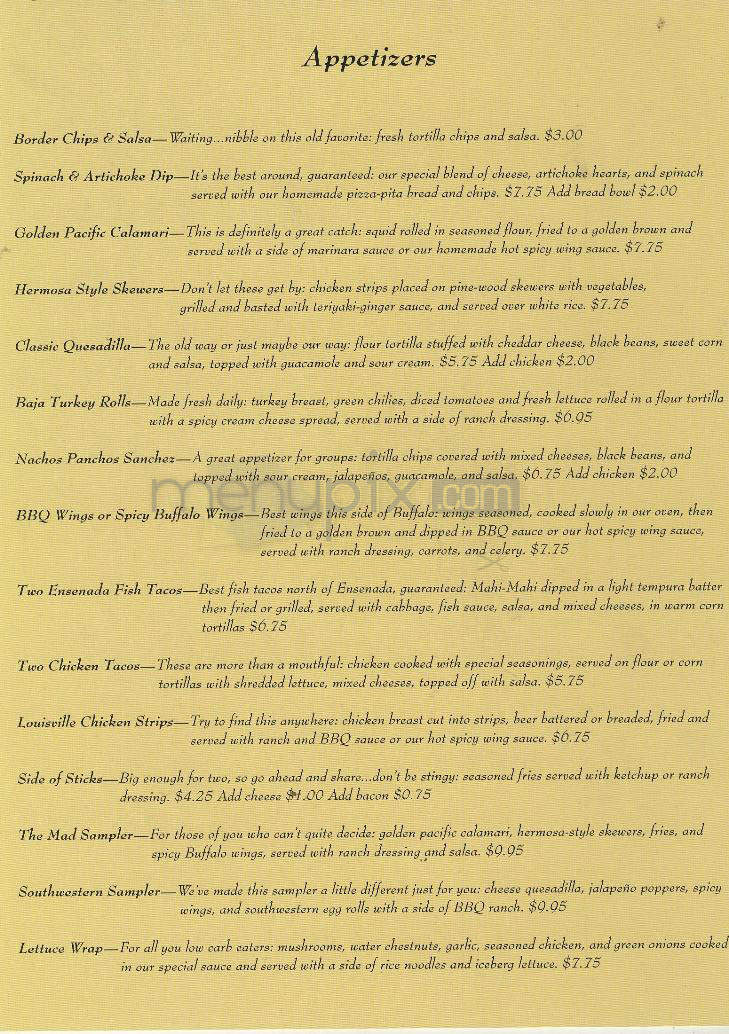 Patrick Molloys - Hermosa Beach, CA menu_pic