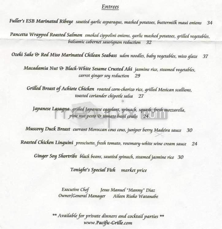 Pacific Grille - Los Angeles, CA menu_pic