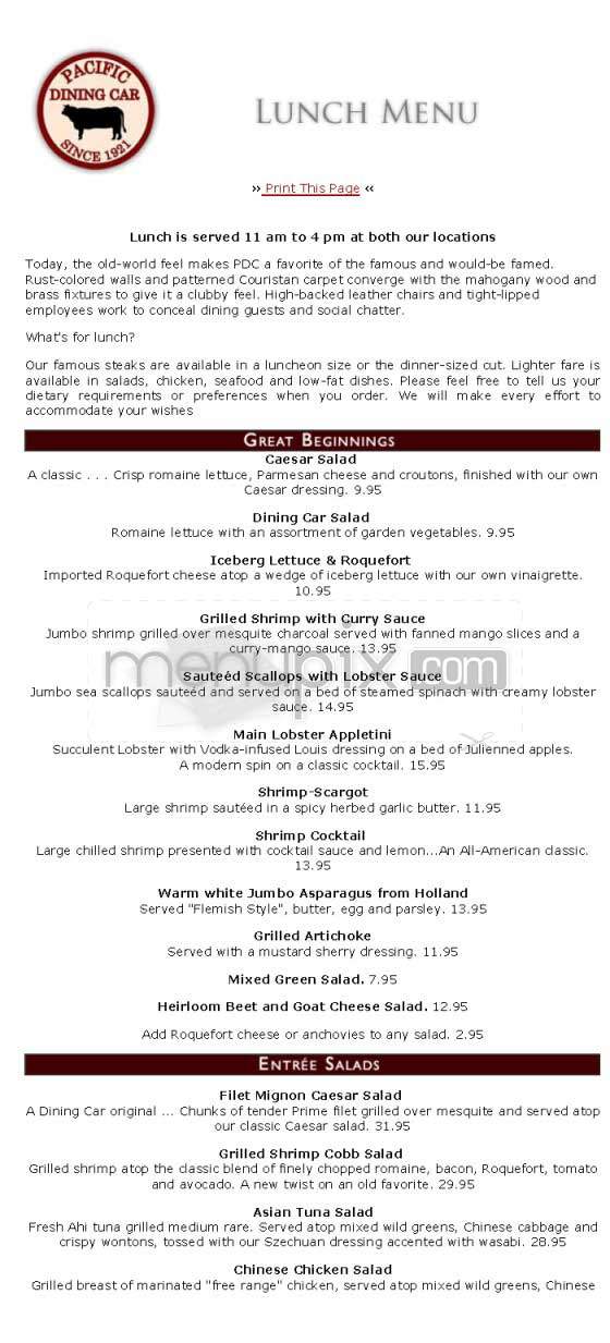 Pacific Dining Car - Los Angeles, CA menu_pic