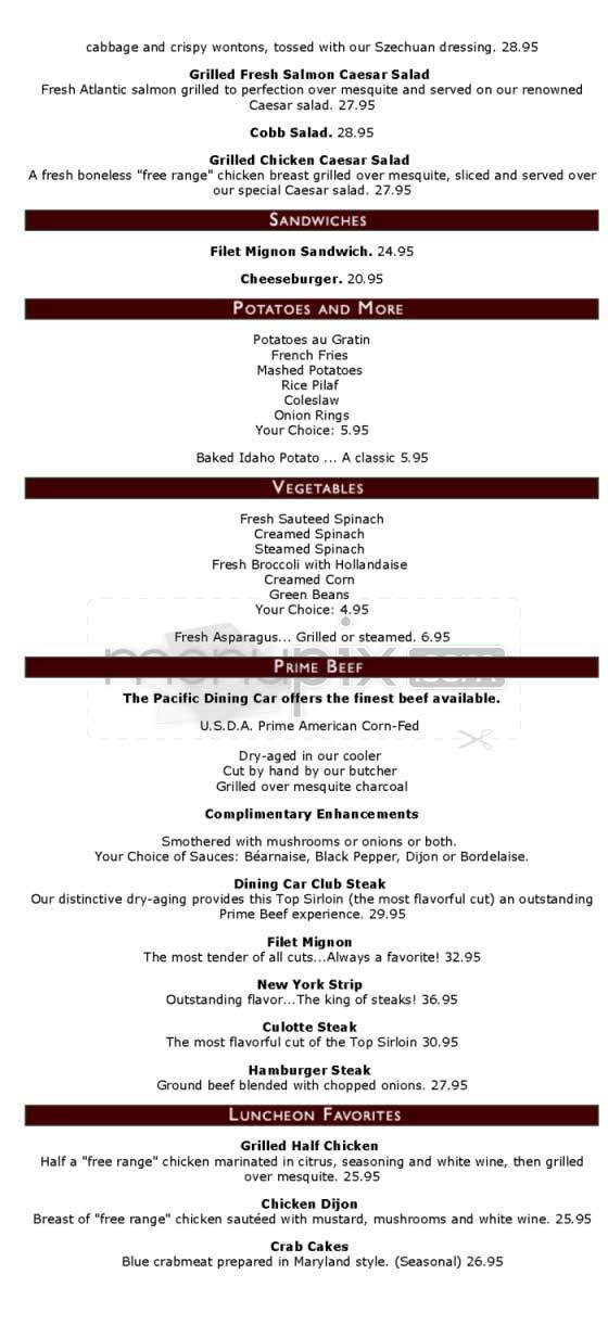 Pacific Dining Car - Los Angeles, CA menu_pic