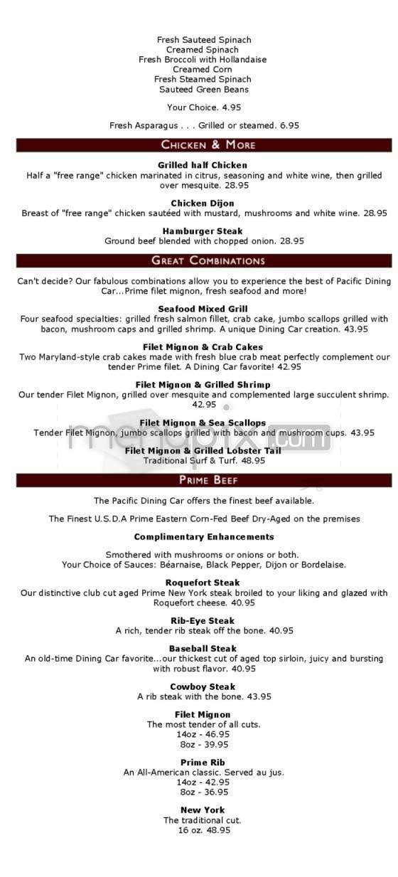 Pacific Dining Car - Los Angeles, CA menu_pic