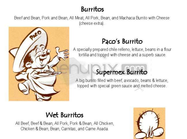 Paco's Tacos Cantina - Los Angeles, CA menu_pic