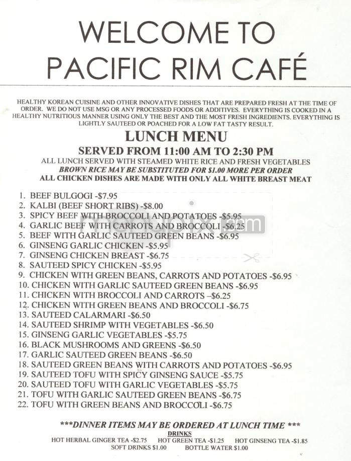 Pacific Rim Cafe - Hermosa Beach, CA menu_pic