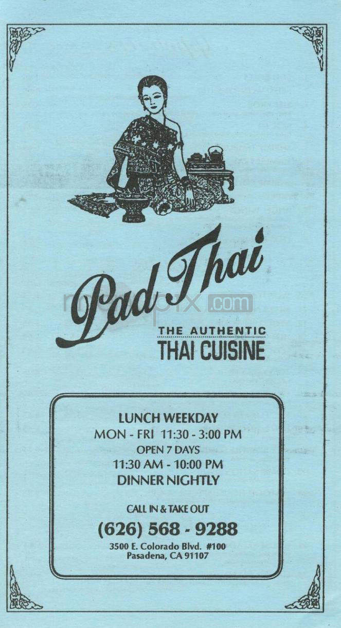 Pad Thai Thai Cuisine - Pasadena, CA menu_pic
