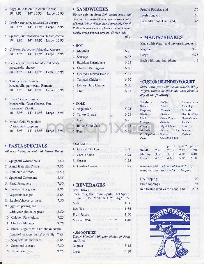 Pagliacci's Cafe - Studio City, CA menu_pic