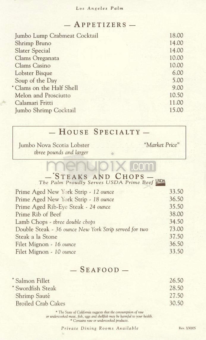 Palm - Los Angeles, CA menu_pic
