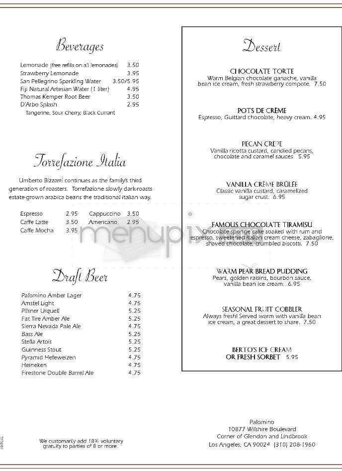 Palomino Euro-Bistro - Los Angeles, CA menu_pic