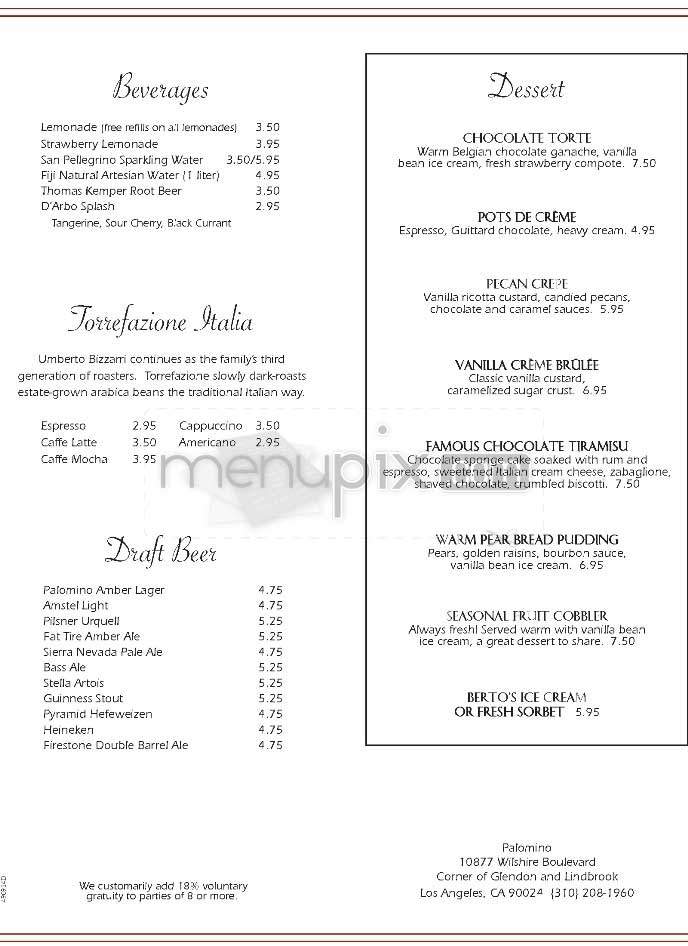 Palomino Euro-Bistro - Los Angeles, CA menu_pic