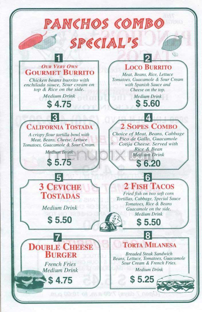 Pancho's Taco - Santa Monica, CA menu_pic