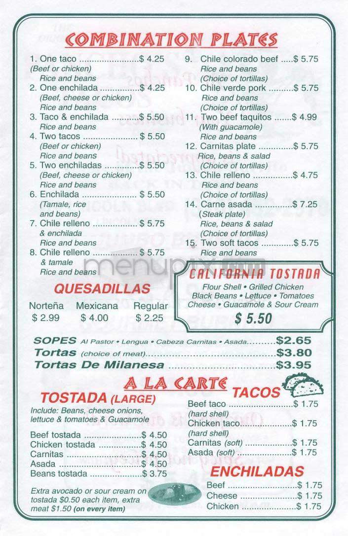 Pancho's Taco - Santa Monica, CA menu_pic