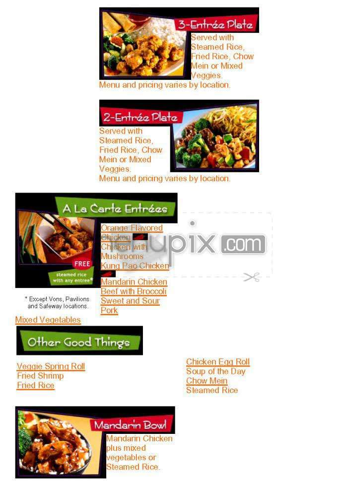 Panda Inn - Glendale, CA menu_pic