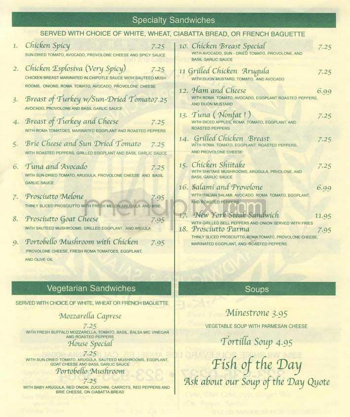 Panini Grill & Deli - Los Angeles, CA menu_pic