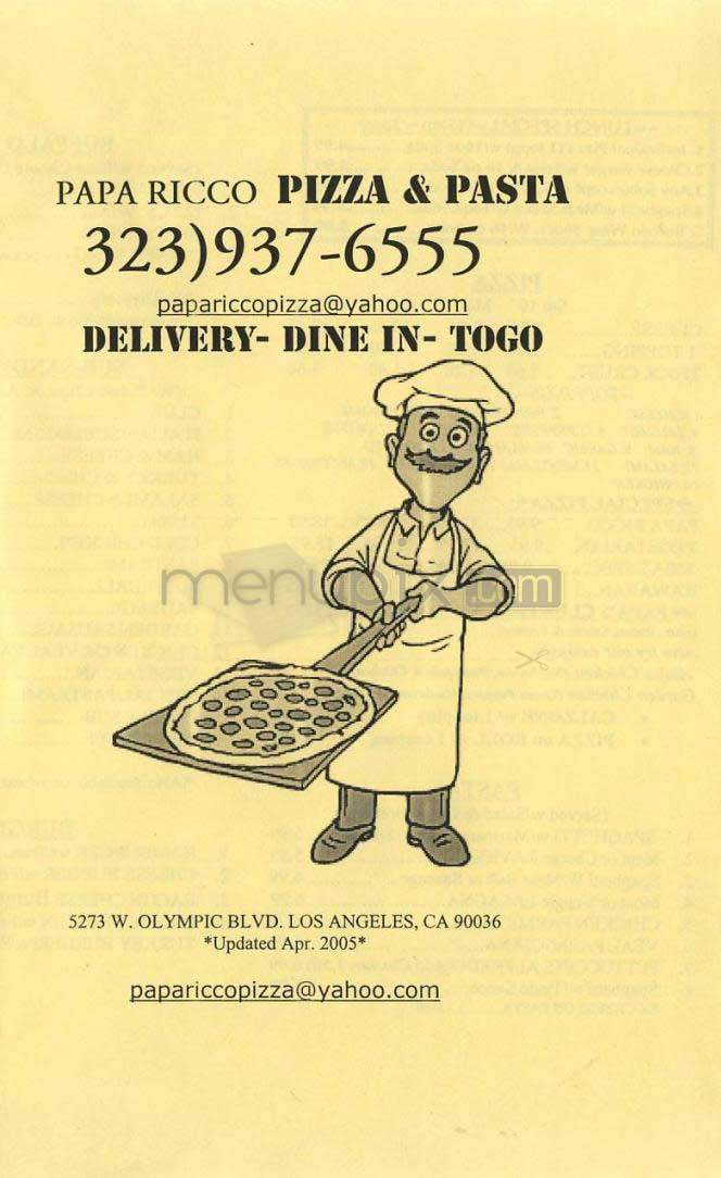 Papa Ricco - Los Angeles, CA menu_pic