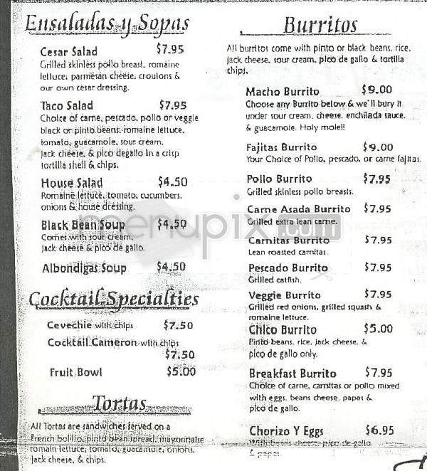 Papasito's Cantina - El Segundo, CA menu_pic