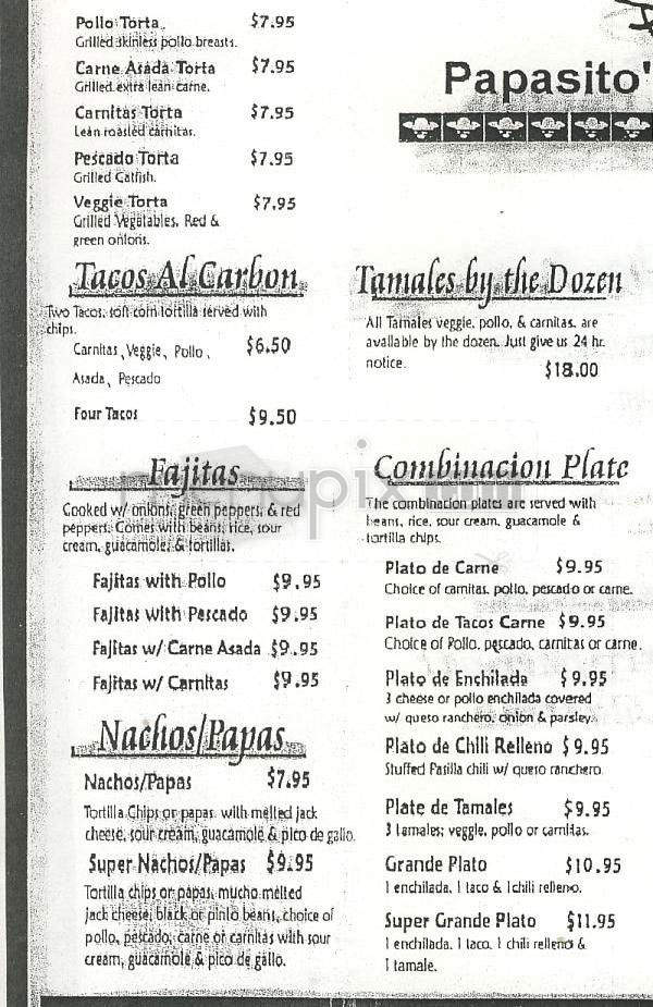 Papasito's Cantina - El Segundo, CA menu_pic