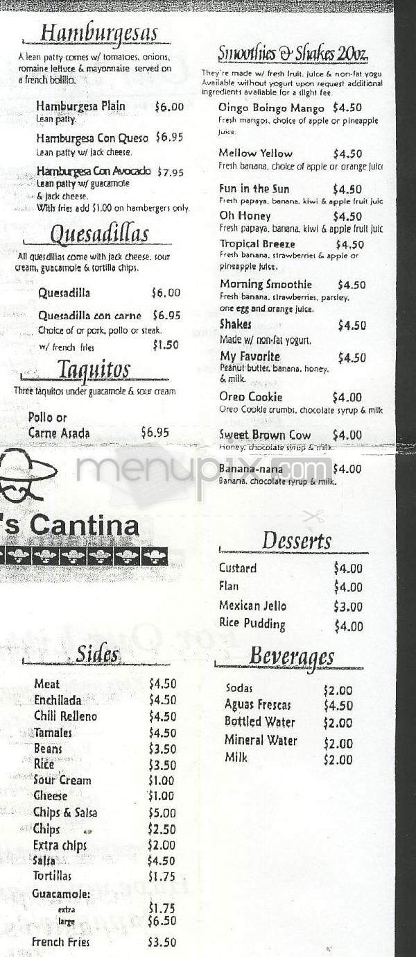 Papasito's Cantina - El Segundo, CA menu_pic