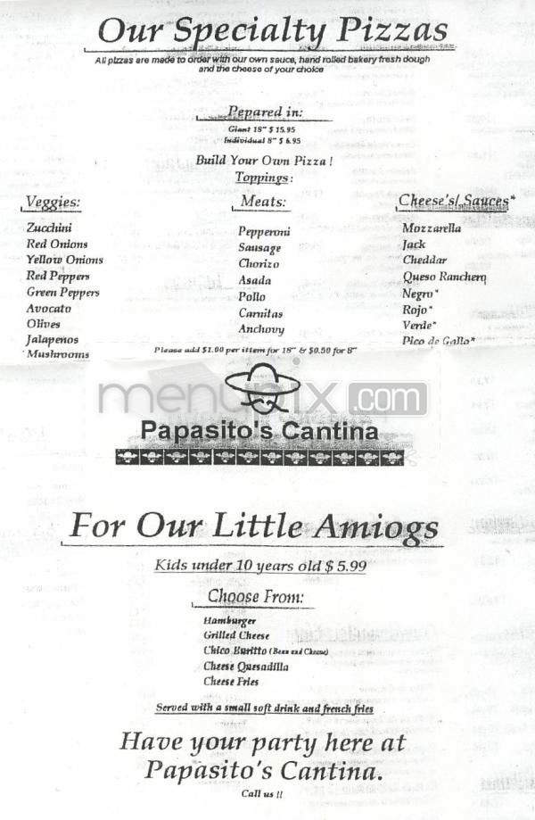 Papasito's Cantina - El Segundo, CA menu_pic