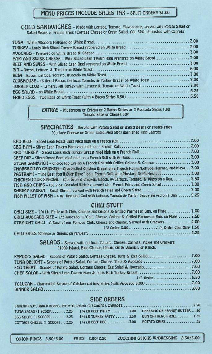 Papoo's Hot Dog Show - Burbank, CA menu_pic