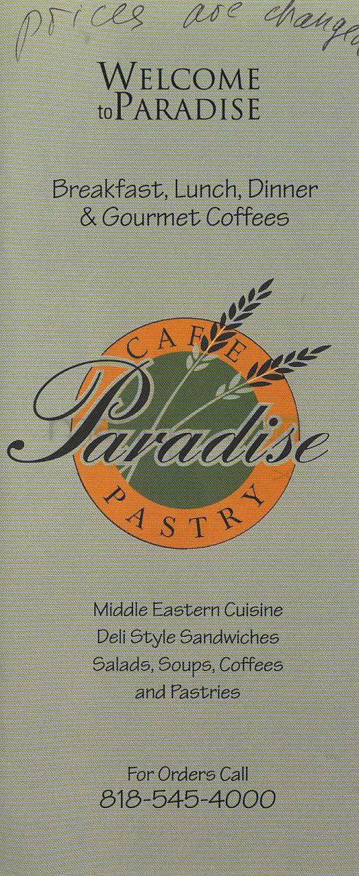 Paradise Pastry & Cafe - Glendale, CA menu_pic