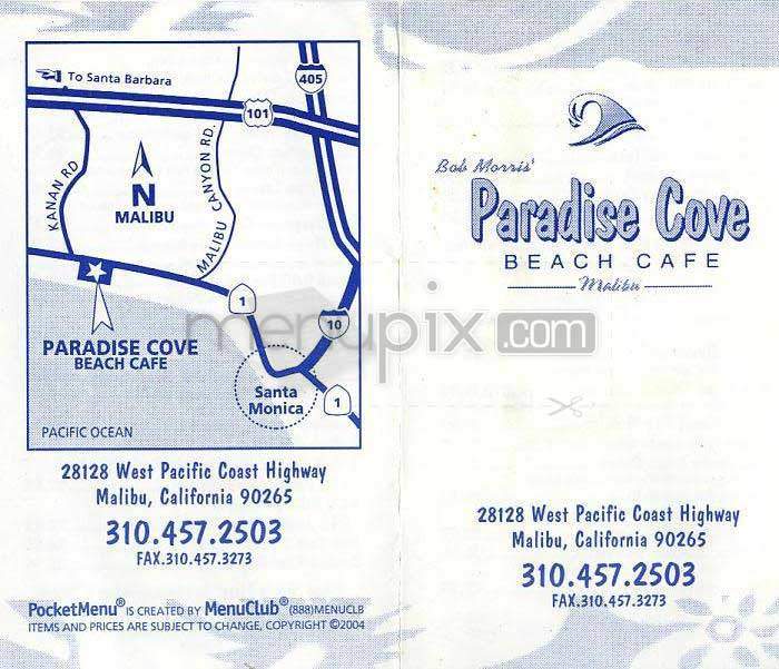 Paradise Cove Beach Cafe - Malibu, CA menu_pic