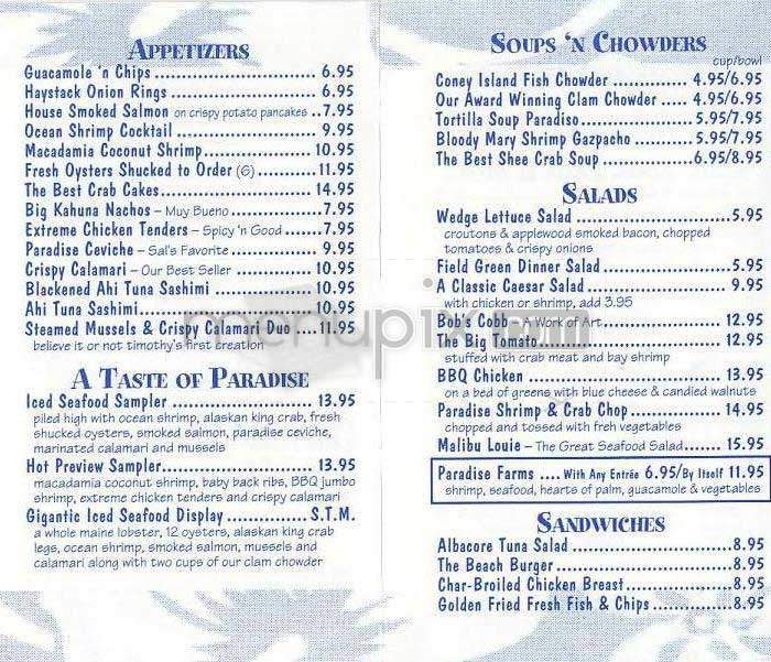 Paradise Cove Beach Cafe - Malibu, CA menu_pic