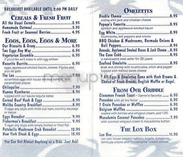 Paradise Cove Beach Cafe - Malibu, CA menu_pic