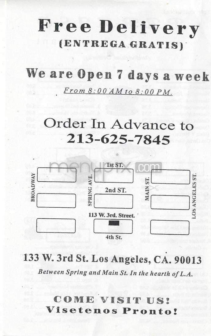 Paraiso - Los Angeles, CA menu_pic