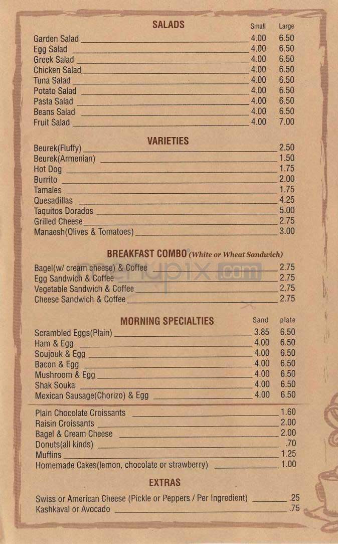 Park Central Coffee - Los Angeles, CA menu_pic