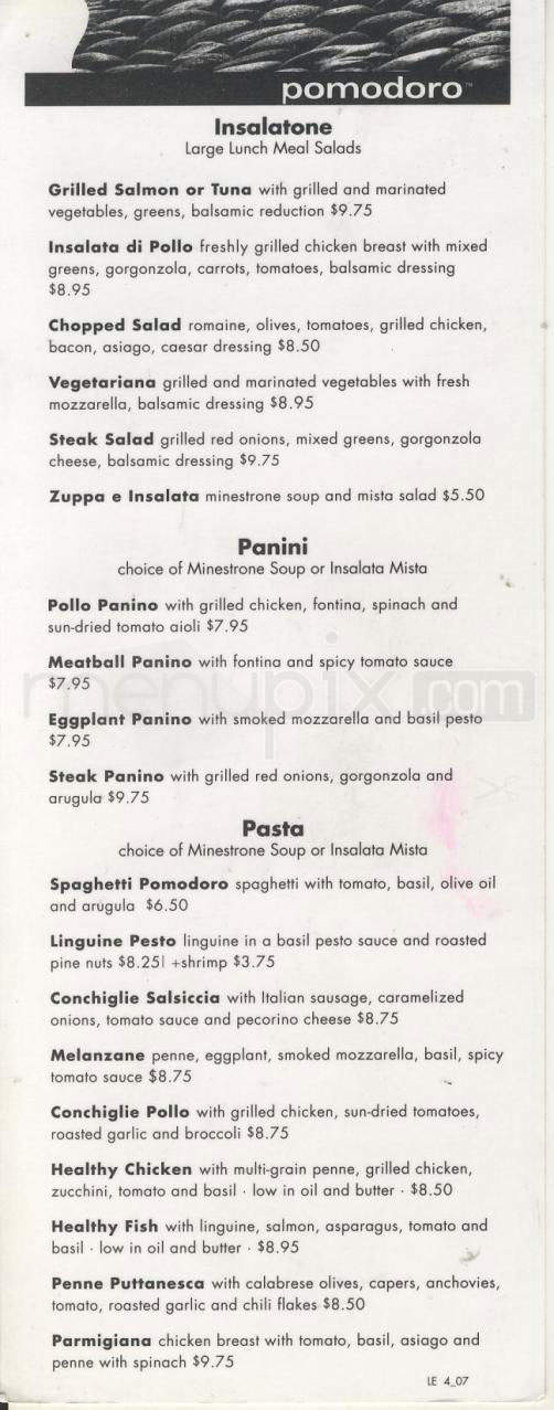 Pasta Pomodoro - West Hollywood, CA menu_pic