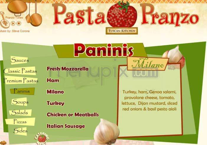 Pasta Pranzo - Los Angeles, CA menu_pic