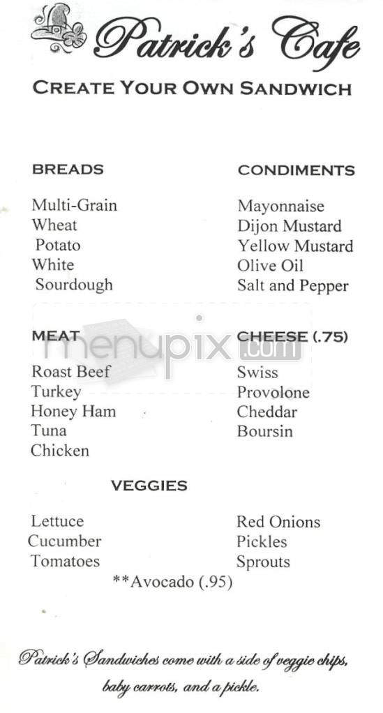 Patrick's Cafe - Glendale, CA menu_pic